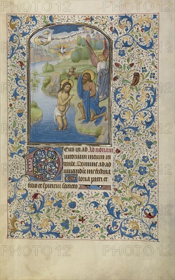 The Baptism of Christ; Willem Vrelant, Flemish, died 1481, active 1454 - 1481, Bruges, Belgium; early 1460s; Tempera colors