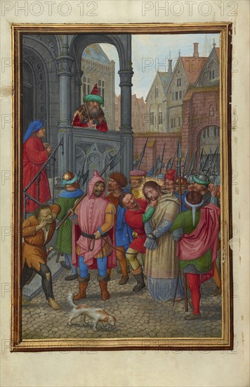 Christ Led from Herod to Pilate; Simon Bening, Flemish, about 1483 - 1561, Bruges, Belgium; about 1525 - 1530; Tempera colors