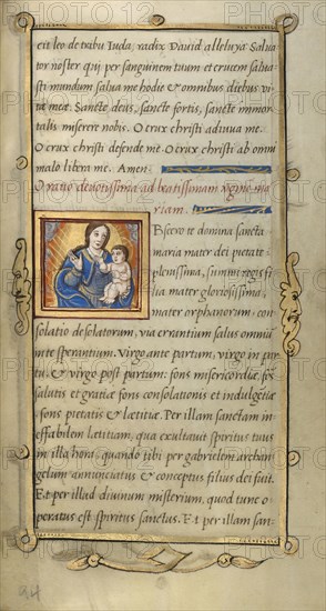 Initial O: The Virgin and Child; Paris, France; 1544; Tempera colors and gold paint on uterine parchment; Leaf: 14.3 x 8.1 cm