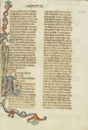 Initial L: Esther; Austria; about 1300; Tempera colors and gold leaf on parchment; Leaf: 34.3 x 24.3 cm, 13 1,2 x 9 9,16 in