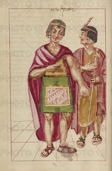 Pachacuti Inca Yupanqui and Capac Yupanqui; La Plata, Bolivia; completed in 1616; Ms. Ludwig XIII 16, fol. 42v