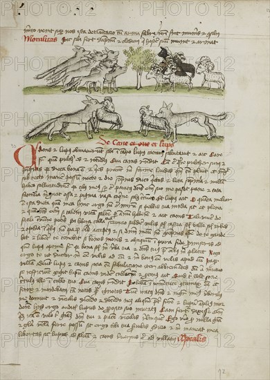A Herd of Wolves Attacking a Flock of Rams; Trier, probably, Germany; third quarter of 15th century; Pen and black ink