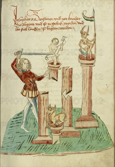 Josaphat Destroying Pagan Idols; Follower of Hans Schilling, German, active 1459 - 1467, from the Workshop of Diebold Lauber