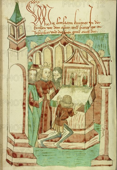 Barlaam Kneeling before an Altar with Josaphat Nearby; Follower of Hans Schilling, German, active 1459 - 1467)