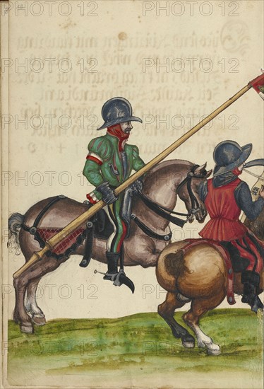 Three Horsemen in Armor from the Time of Emperor Sigismund; Augsburg, probably, Germany; about 1560 - 1570; Tempera colors