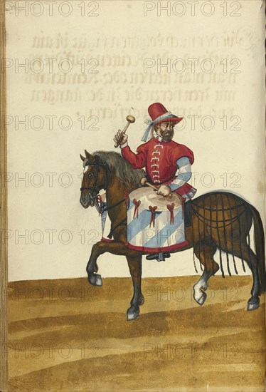 A Horseman with a Drum; Augsburg, probably, Germany; about 1560 - 1570; Tempera colors and gold and silver paint on paper