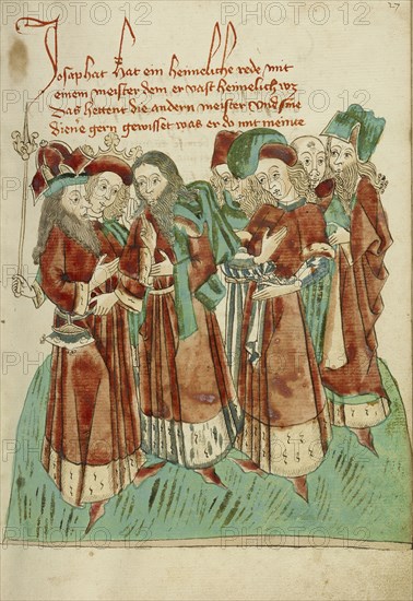 Josaphat Converses with the Astrologers; Follower of Hans Schilling, German, active 1459 - 1467, from the Workshop of Diebold