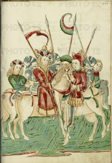 King Avenir and Josaphat Meet on Horseback, with Attendants; Follower of Hans Schilling, German, active 1459 - 1467)