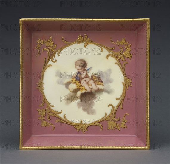 Tray, plateau carré, deuxième grandeur, Sèvres Manufactory, French, 1756 - present, Sèvres, France, Europe; 1758; Soft paste