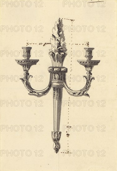 Drawing for a Wall Light; Attributed to Jean-Louis Prieur, French, active 1765 - 1785, Paris, France; about 1775; Pen and ink