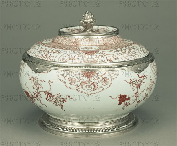 Lidded Bowl; China; porcelain about 1662 - 1722; mounts about 1722 - 1727; Hard-paste porcelain; enamel decoration and gilding