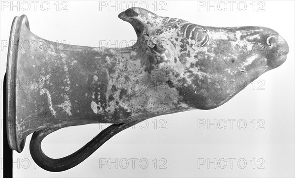 Canosan Goat Head Rhyton; Canosa, South Italy; about 320 B.C; Terracotta; 19.5 × 9.4 cm, 7 11,16 × 3 11,16 in