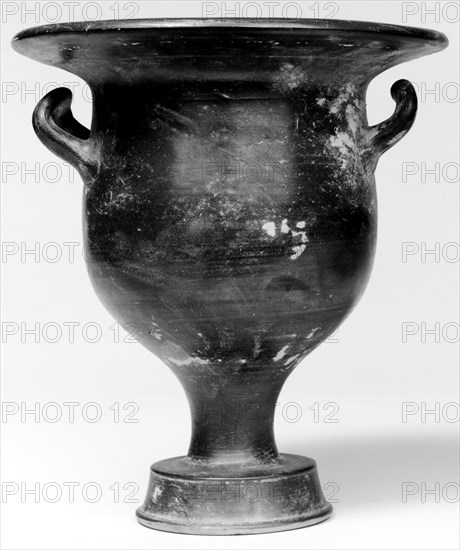 Campanian Black Glazed Bell Krater, Miniature, Campania, South Italy; 323 - 31 B.C; Terracotta; 19.3 × 17.6 cm