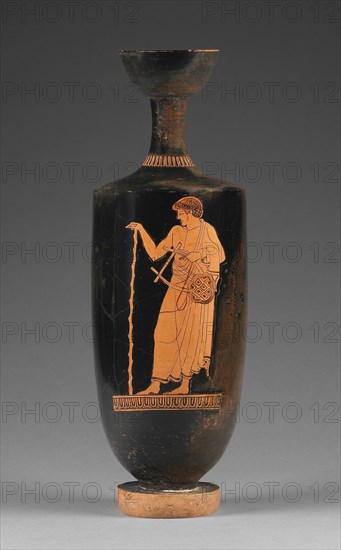 Oil Jar with a Man Holding a Lyre; Eucharides Painter, Greek, Attic, active about 500 - 470 B.C., Athens, Greece; about 480 BC