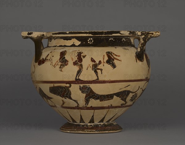 Corinthian Column Krater; Greece, Corinth, about 570 B.C; Terracotta; 21.7 × 29.5 × 22 cm, 8 9,16 × 11 5,8 × 8 11,16 in