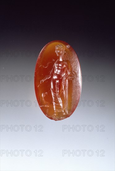 Engraved gem; Greece; 3rd century B.C; Carnelian; 0.4 x 2.5 x 1.5 cm, 3,16 x 1 x 9,16 in