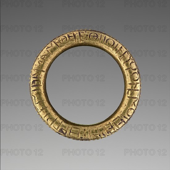 Ring Inscribed with a Dedication to Hera, Goddess of Marriage, Argolid, Greece; about 575 B.C; Gold; 2.2 cm, 7,8 in