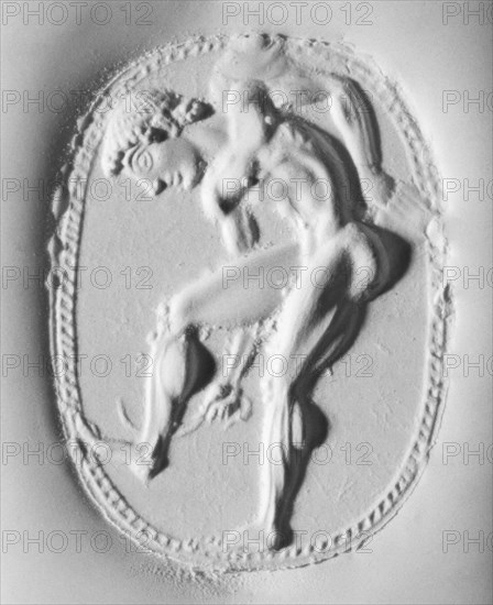 Gem with an Athlete Cleaning Himself with a Strigil; Attributed to Epimenes, Greek, active about 500 B.C., Cyclades, Greece