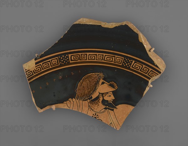 Red-Figure Cup Fragment; Attributed to Onesimos, Greek, Attic, active 500 - 480 B.C., and signed by Euphronios Greek Attic