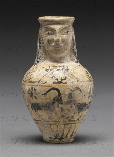 Oil Container in the Shape of a Woman; Attributed to the Chigi Group, Greek, active about 660 - 640 B.C., Corinth, Greece