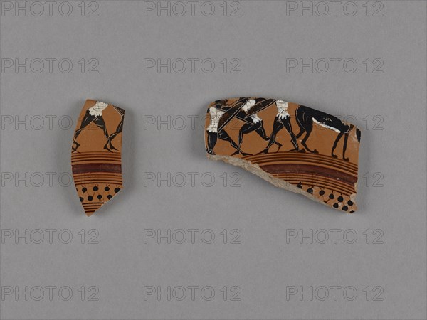 Attic Black-Figure Droop Cup Fragment; Athens, Greece; 550 - 500 B.C; Terracotta; 7.4 cm, 2 15,16 in