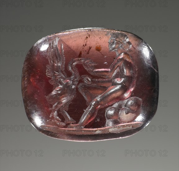 Engraved Gem; Italy; 1st century - 2nd century; Rhodolite garnet, Pyrope-almandine intermediate garnet, 12.4 x 2.5 x 10.4 cm