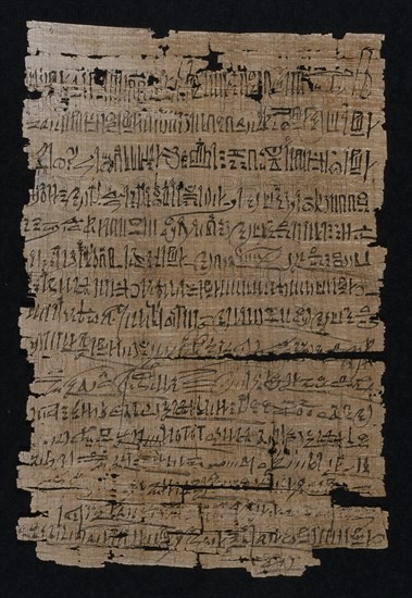 Fragment with Text and Vignettes; Egypt; 1200 - 1085 B.C; Papyrus and ink; 32.5 × 21.5 cm, 12 13,16 × 8 7,16 in