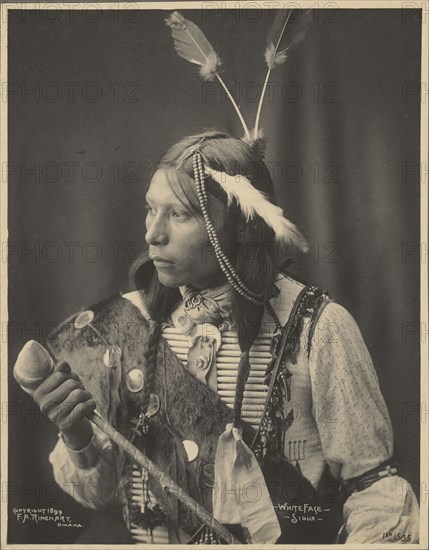 White Face, Sioux; Adolph F. Muhr, American, died 1913, Frank A. Rinehart, American, 1861 - 1928, 1899; Platinum print