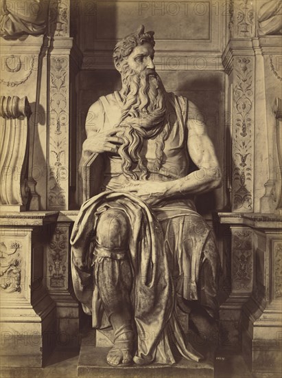 Moise by Michael Angelo, central sculpture of the Tomb of Julius the Second; Fratelli Alinari, Italian, founded 1852, Rome