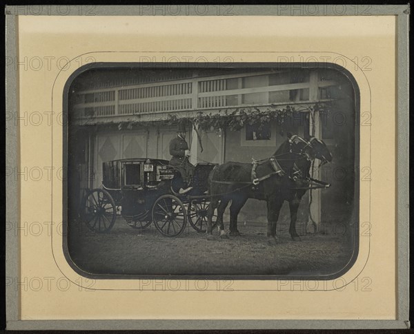 Carriage and team of two horses at Beaulieu country house of Jean-Gabriel Eynard; Jean-Gabriel Eynard, Swiss, 1775 - 1863