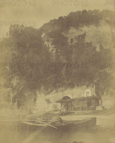 Beach Front Cafe Built into Cliff; Firmin Eugène Le Dien, French, 1817 - 1865, Possibly printed by Gustave Le Gray French