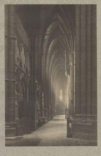Westminster Abbey: South Nave Aisle to West; Frederick H. Evans, British, 1853 - 1943, 1911; Platinum print; 24.2 x 15.7 cm