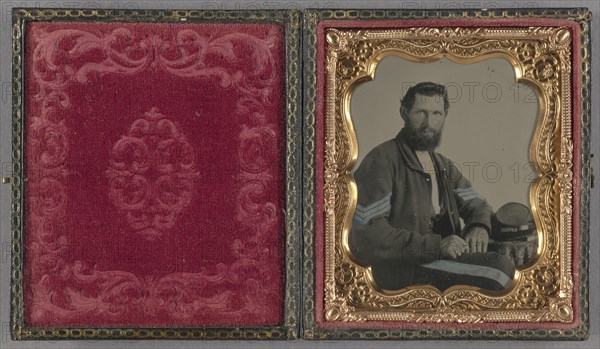 Portrait of a Confederate soldier; American; about 1862; Ambrotype, hand-colored