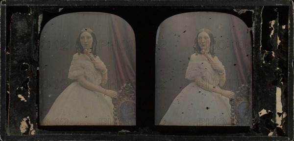 Portrait of Selena Frewen; Antoine Claudet, French, 1797 - 1867, about 1855; Stereograph, daguerreotype, hand-colored