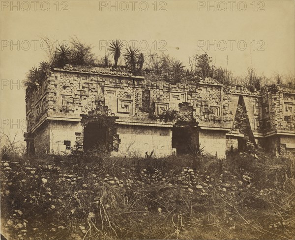 Façade, Governor's Palace, Uxmal; Désiré Charnay, French, 1828 - 1915, 1860; Albumen silver print