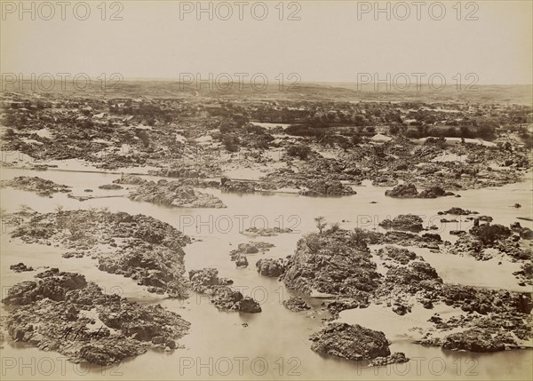 View of the First Cataract , Vue de la Premiere Cataracte; Antonio Beato, English, born Italy, about 1835 - 1906, 1880 - 1889