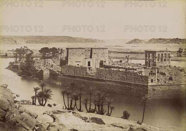 East View of Philae , Phile, Vue d'Est; Antonio Beato, English, born Italy, about 1835 - 1906, 1880 - 1889; Albumen silver