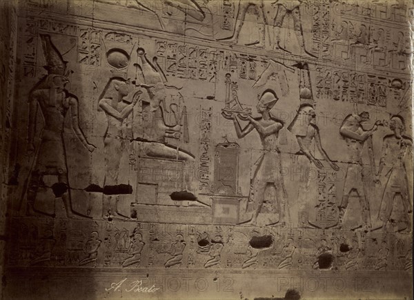 Abydos, Offering to Osiris , Abydos, Offrende a Osiris; Antonio Beato, English, born Italy, about 1835 - 1906, 1880 - 1889