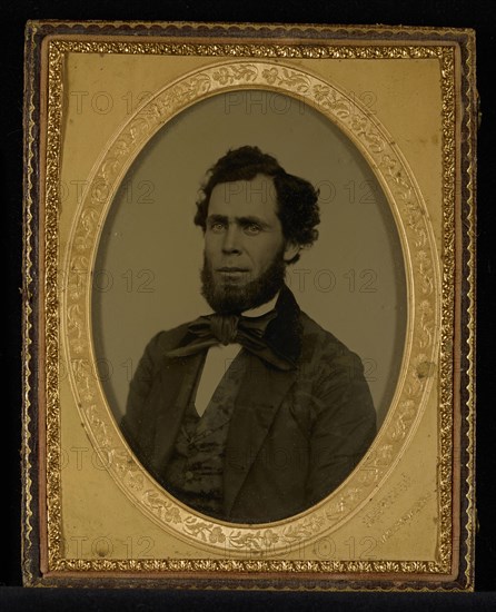 Portrait of an  man with Amish-like beard, wearing a large bow tie; Wilder T. Bowers, American, died 1904, active Lynn