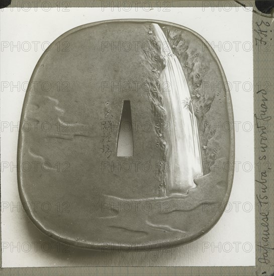Japanese Tsuba, Sword Guard; Frederick H. Evans, British, 1853 - 1943, 1890 - 1899; Lantern slide; 6.8 x 6.9 cm