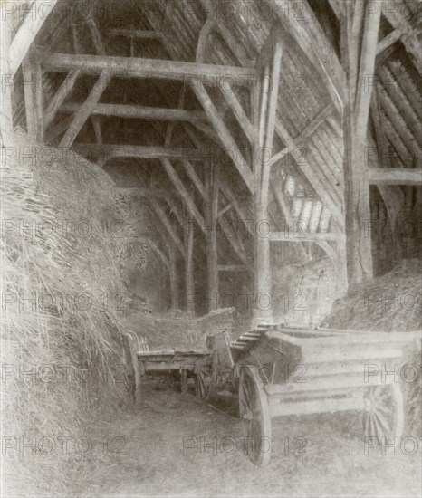 Great Cokkeswell. Tithe Barn: Interior; Frederick H. Evans, British, 1853 - 1943, about 1896; Lantern slide