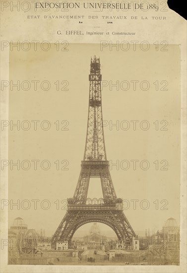 Construction to the top of the intermediate level; Louis-Émile Durandelle, French, 1839 - 1917, February 2, 1889; Albumen