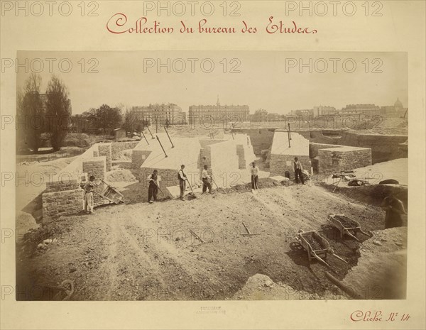 Filling in pier no.2; Louis-Émile Durandelle, French, 1839 - 1917, 1887; Albumen silver print