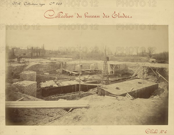 Sinking pier no. 4; Louis-Émile Durandelle, French, 1839 - 1917, 1887; Albumen silver print