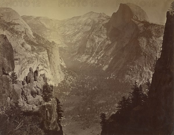 The Domes from Moran Point, Yosemite, No. 676; Carleton Watkins, American, 1829 - 1916, about 1880; Albumen silver print