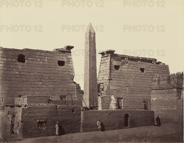 Temple de Louksour: Obelisque et pylone Thebes; Félix Bonfils, French, 1831 - 1885, Thebes, Egypt; 1872; Albumen silver print