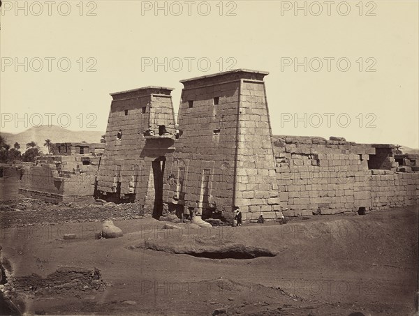 Vue generale du Temple de Ramesses III, Karnak, Thebes; Félix Bonfils, French, 1831 - 1885, Thebes, Egypt; 1872; Albumen silver