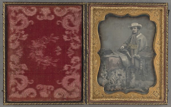 Portrait of a Man with a Saddle; American; 1850–1854; Daguerreotype, hand-colored