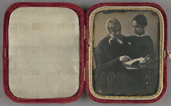 Woman Reading to a Girl; French; about 1845; Daguerreotype