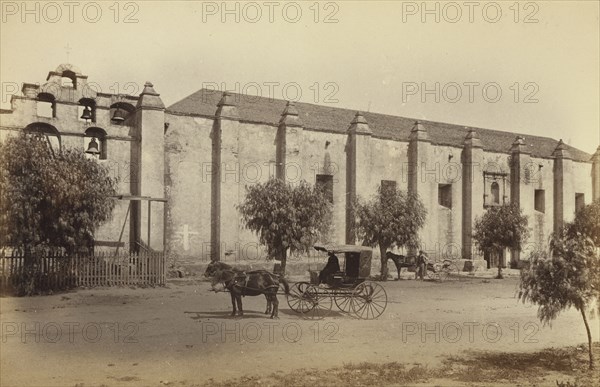 San Gabriel Mission, Cal; Carleton Watkins, American, 1829 - 1916, San Gabriel, California, United States; 1875 - 1885; Albumen